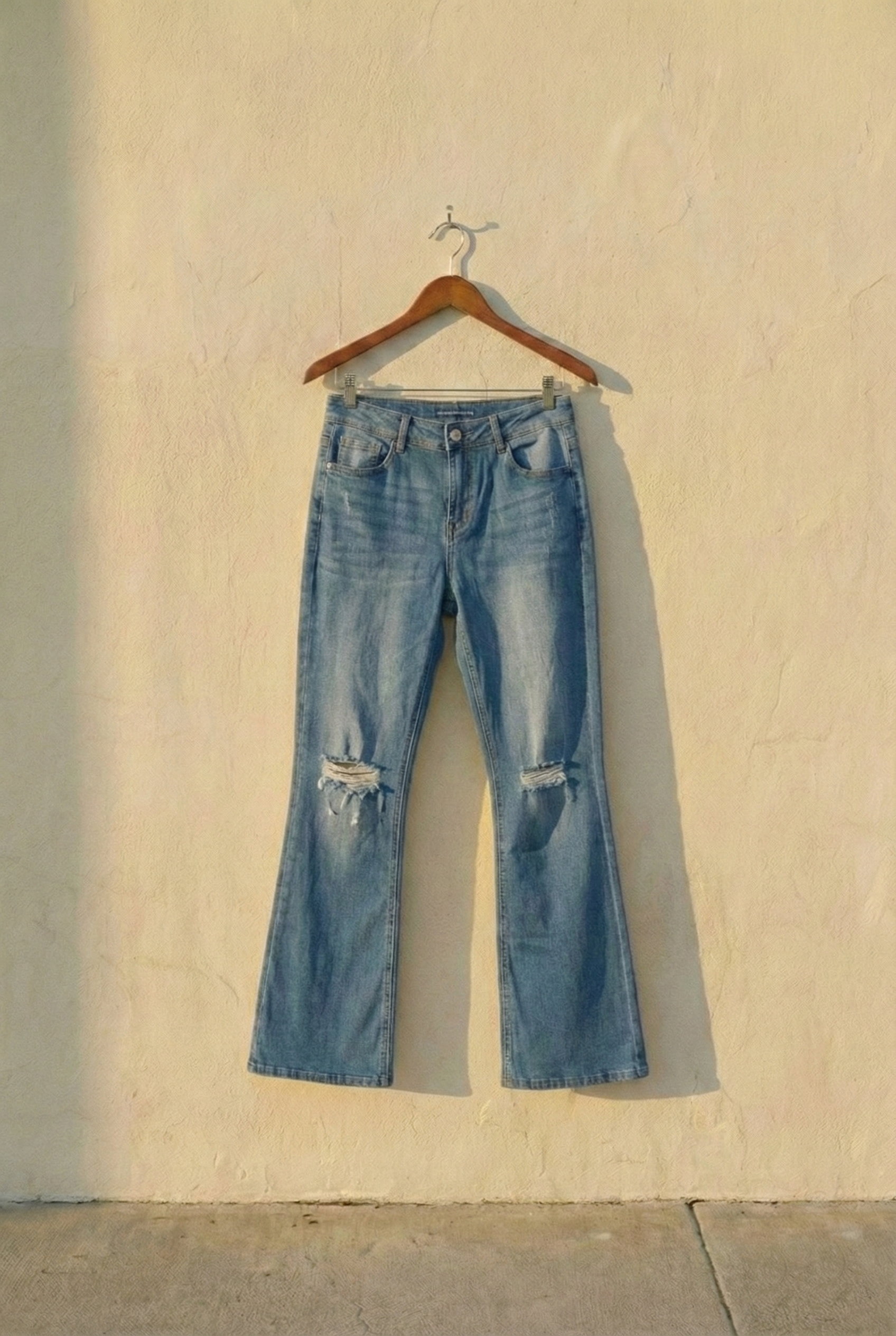 The Distressed Knee Flare Jean