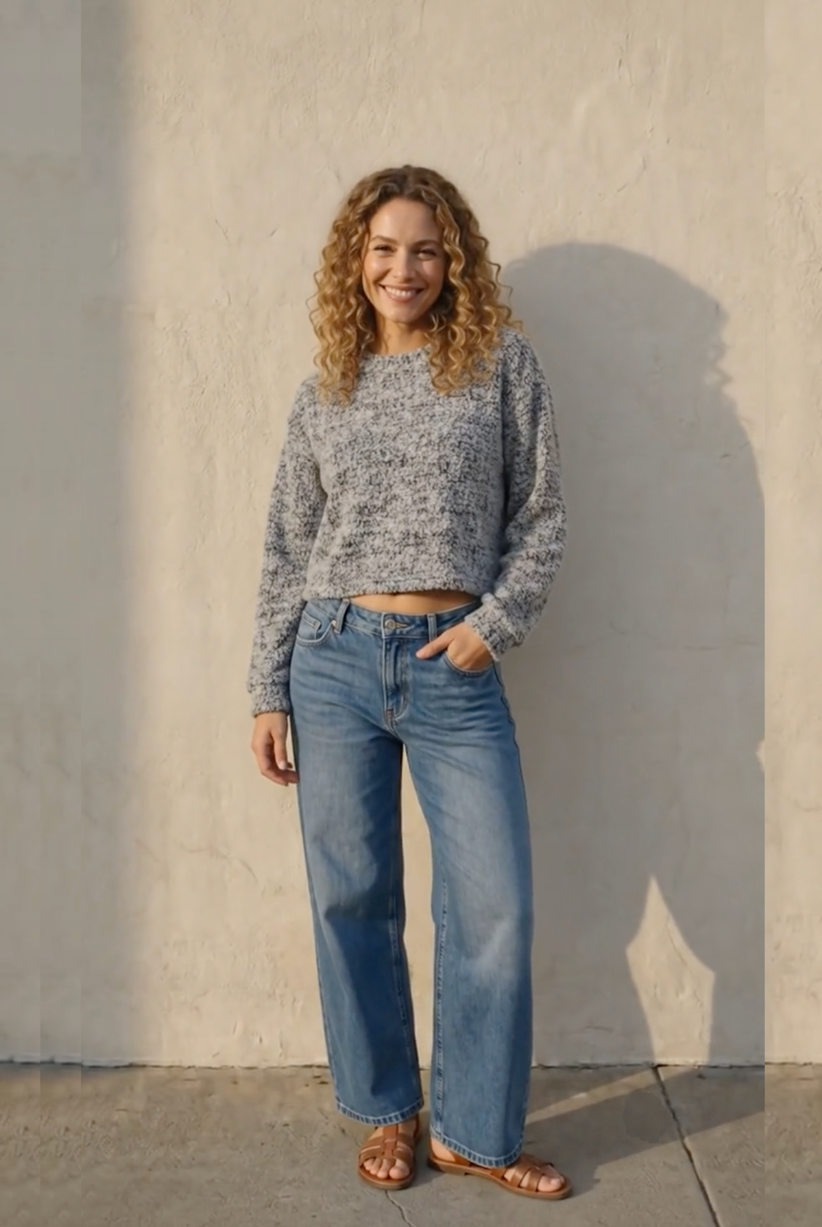 The Retro Salt & Pepper Cropped Knit